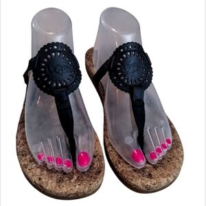 UGG Black Cork Thong Sandals for Women Size 9
